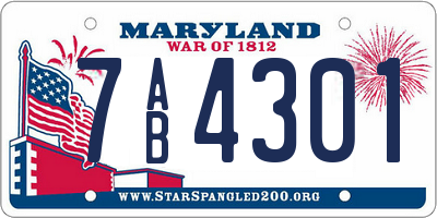 MD license plate 7AB4301