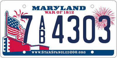 MD license plate 7AB4303