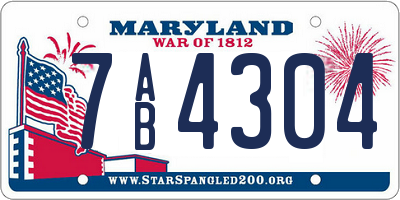 MD license plate 7AB4304