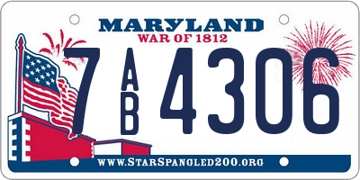 MD license plate 7AB4306