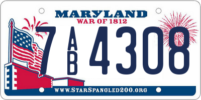 MD license plate 7AB4308
