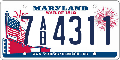 MD license plate 7AB4311