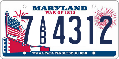 MD license plate 7AB4312