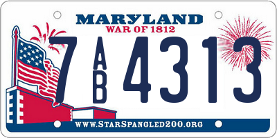MD license plate 7AB4313