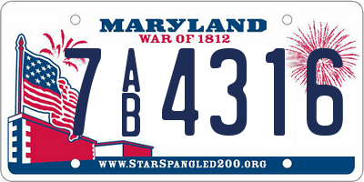 MD license plate 7AB4316