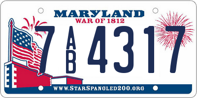 MD license plate 7AB4317