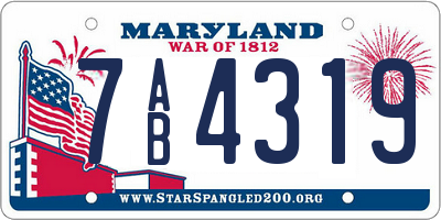 MD license plate 7AB4319