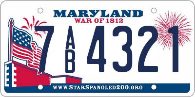 MD license plate 7AB4321