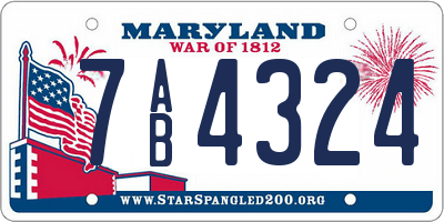 MD license plate 7AB4324