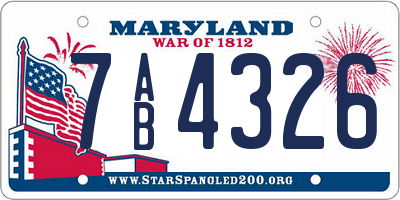 MD license plate 7AB4326