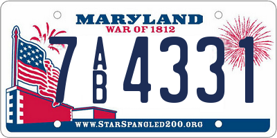 MD license plate 7AB4331