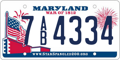 MD license plate 7AB4334