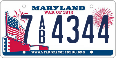 MD license plate 7AB4344