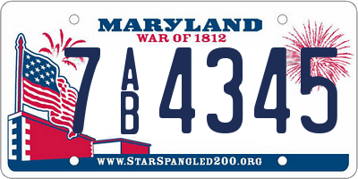 MD license plate 7AB4345