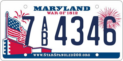 MD license plate 7AB4346