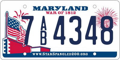 MD license plate 7AB4348