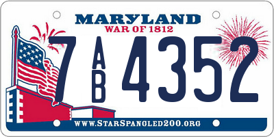 MD license plate 7AB4352