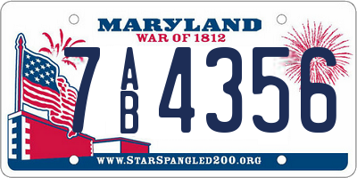 MD license plate 7AB4356