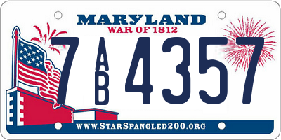 MD license plate 7AB4357