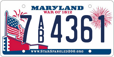 MD license plate 7AB4361