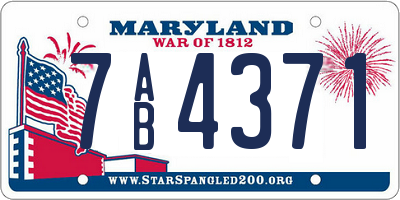 MD license plate 7AB4371