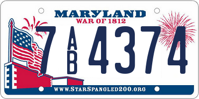 MD license plate 7AB4374