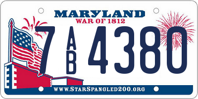 MD license plate 7AB4380