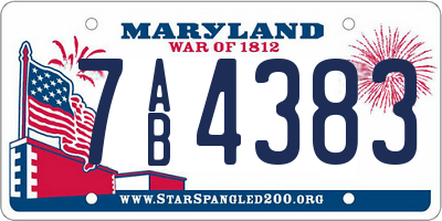 MD license plate 7AB4383