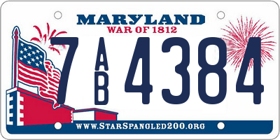 MD license plate 7AB4384