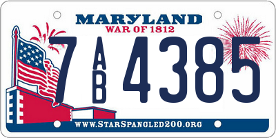 MD license plate 7AB4385