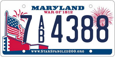 MD license plate 7AB4388