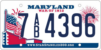 MD license plate 7AB4396
