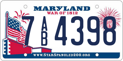 MD license plate 7AB4398