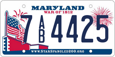 MD license plate 7AB4425