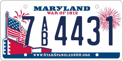 MD license plate 7AB4431