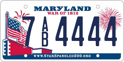 MD license plate 7AB4444