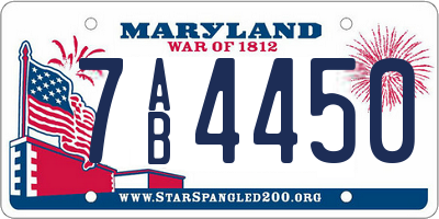 MD license plate 7AB4450