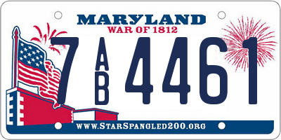 MD license plate 7AB4461