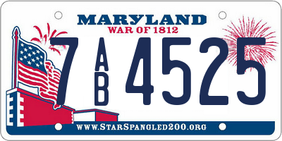 MD license plate 7AB4525