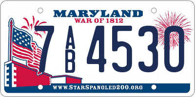 MD license plate 7AB4530