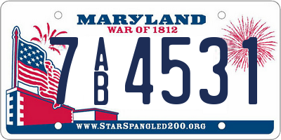 MD license plate 7AB4531