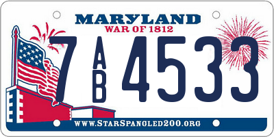 MD license plate 7AB4533
