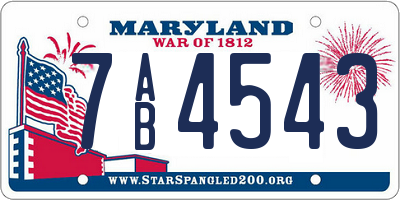 MD license plate 7AB4543