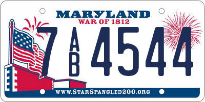 MD license plate 7AB4544