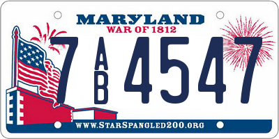 MD license plate 7AB4547