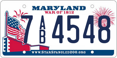 MD license plate 7AB4548