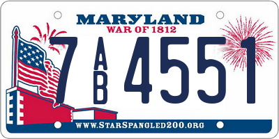MD license plate 7AB4551