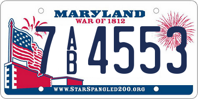 MD license plate 7AB4553