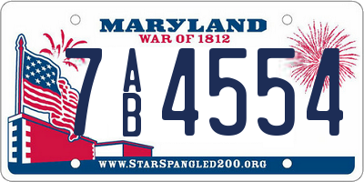 MD license plate 7AB4554