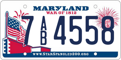 MD license plate 7AB4558